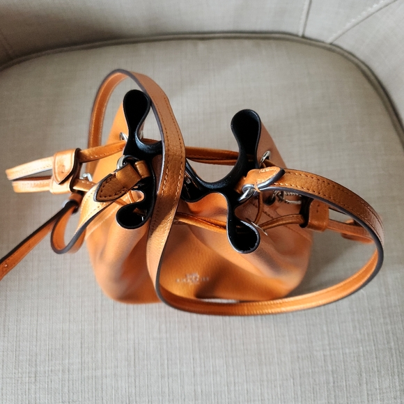 Coach Metallic Orange Leather Drawstring Crossbody - Picture 13 of 15